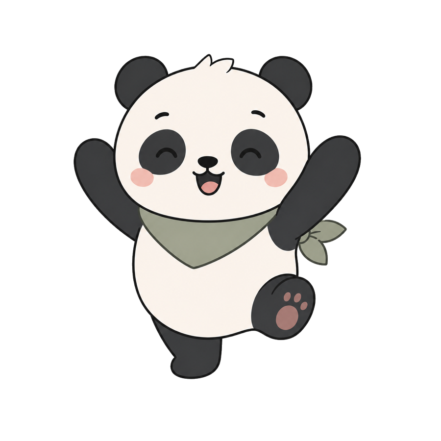 Yuki, le panda, tout sourire